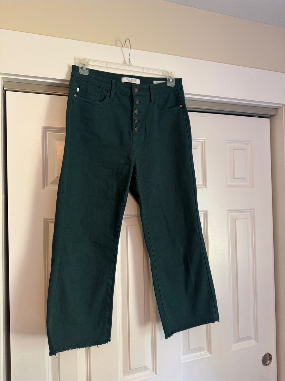 Judy Blue Dark Green Wide-Leg Button-Fly Jeans